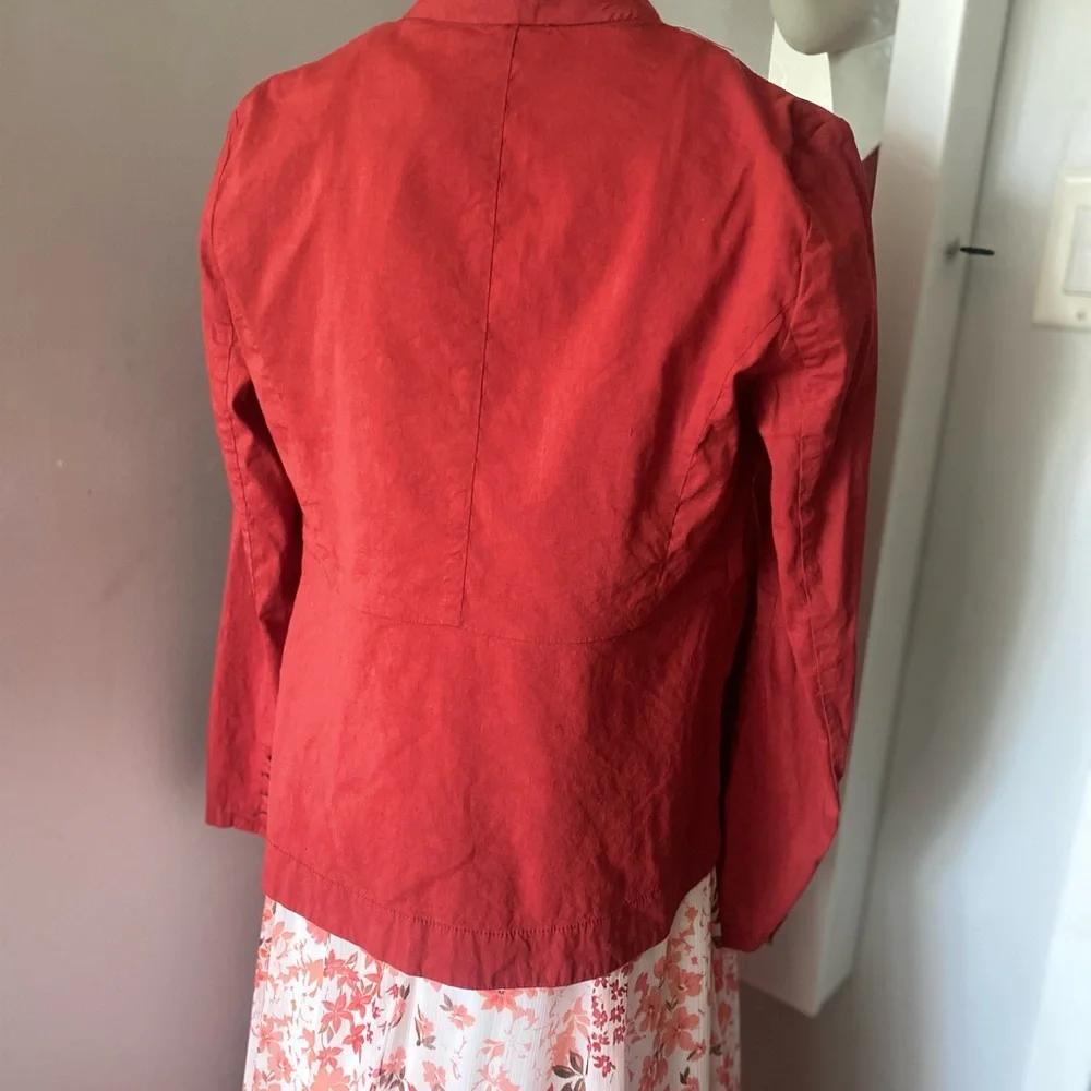 Eileen Fisher Red Linen Jacket - Picture 5 of 10